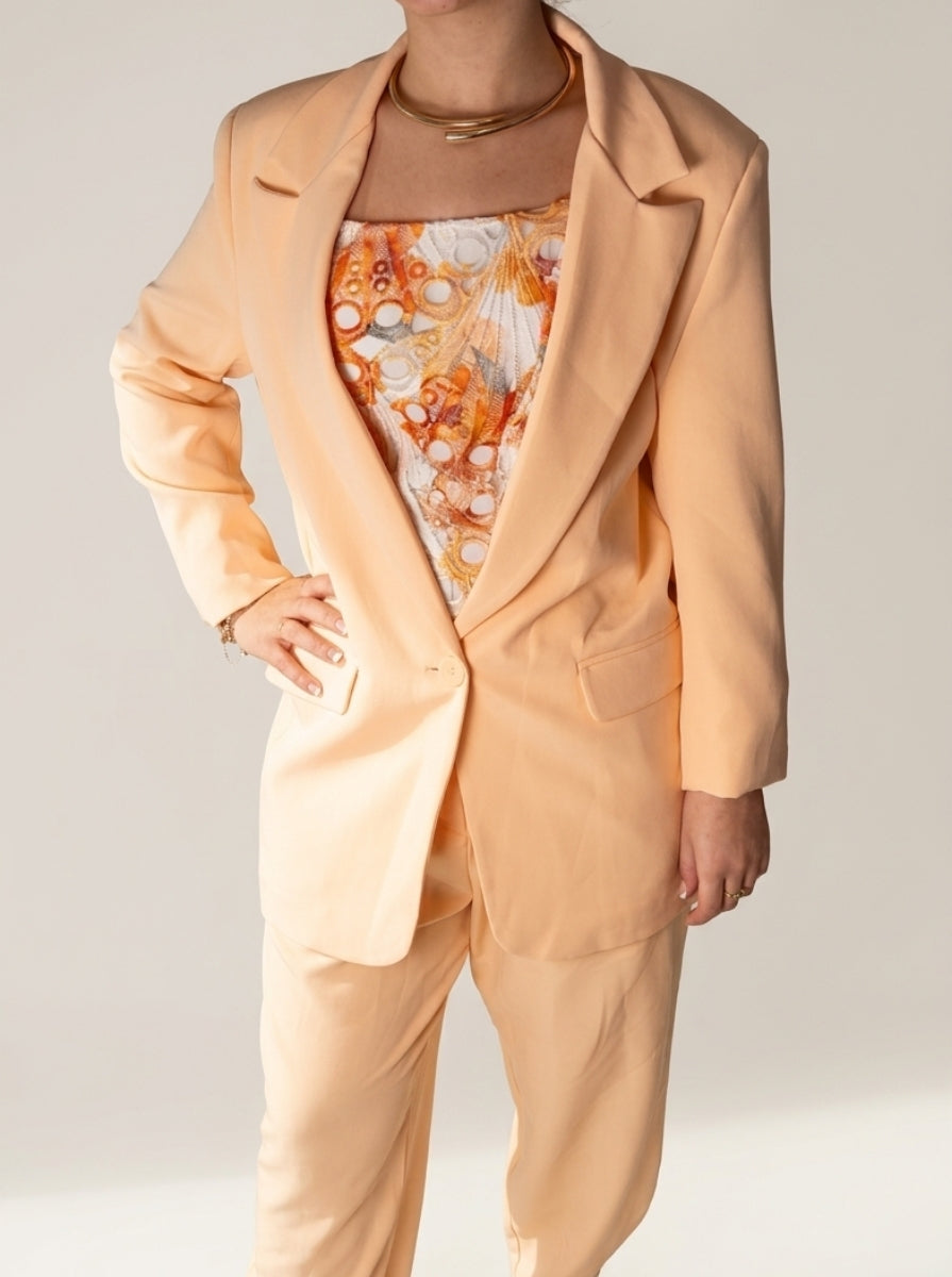 Conjunto alfaiataria nude pêssego