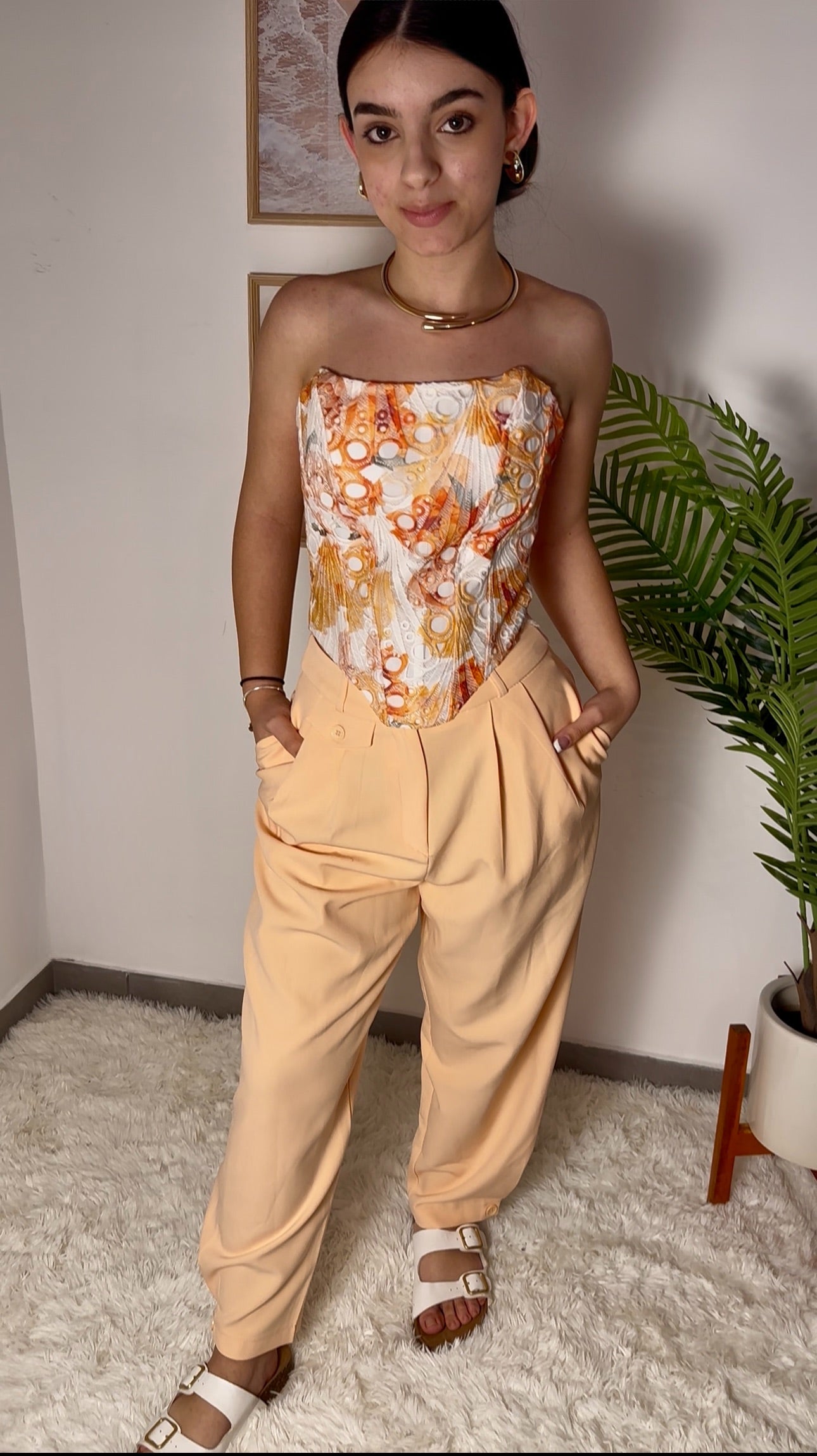 Conjunto alfaiataria nude pêssego