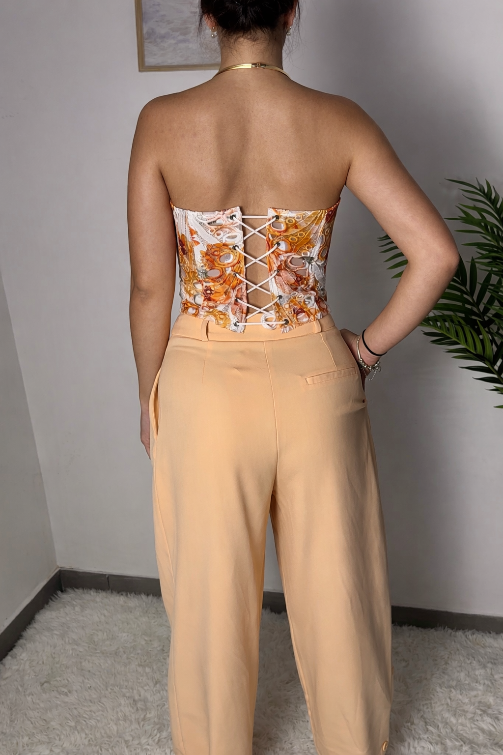 Conjunto alfaiataria nude pêssego